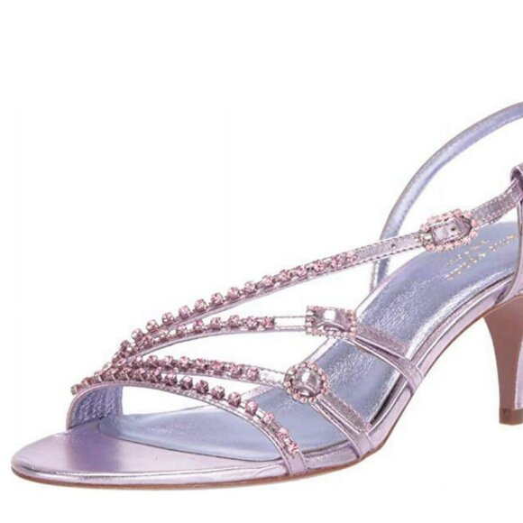 Kate Spade Makenna Crystal Sandals New Size 10M Metallic Pink Purple Leather - Picture 11 of 15